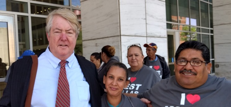 Attorney John Carney last year with Khraish tenants who went to court to support Khraish. - JIM SCHUTZE