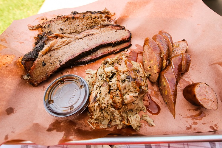 Prime brisket, pulled pork and jalapeño-cheddar sausage is on par with some of the area's best barbecue. - CHRIS WOLFGANG