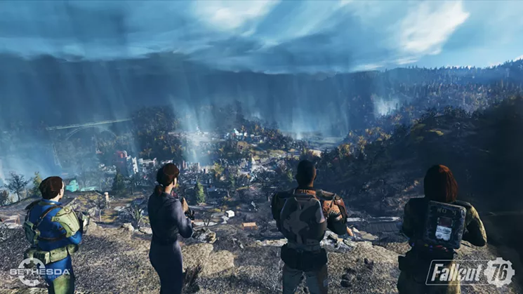 A group of survivors overlooks a massive post-apocalyptic landscape in Fallout 76, the upcoming online, role-playing prequel to the popular Fallout series. - COURTESY BETHESDA