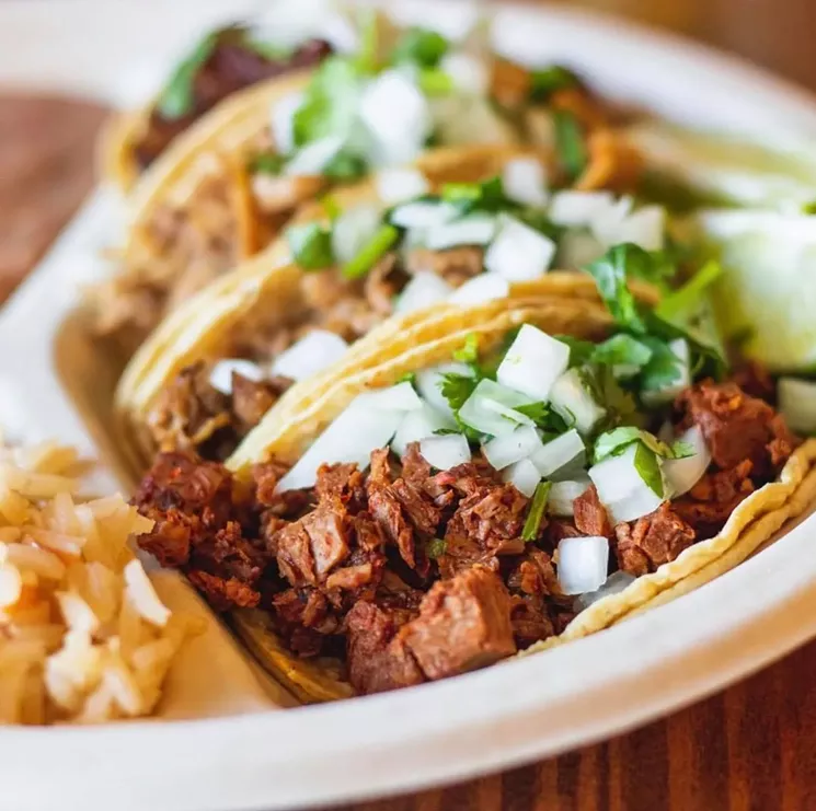 El Palote's al pastor is made with a soy-based meat alternative, and it tastes a lot better than that sounds. - COURTESY EL PALOTE