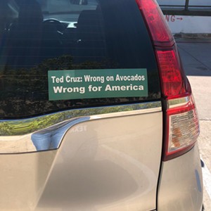 Dallas avocado enthusiast Liz Goulding created these bumper stickers in response to a 2013 interview wherein Ted Cruz admitted he "despises" avocados. - COURTESY LIZ GOULDING