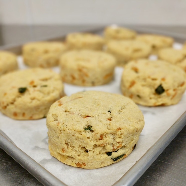 These cheddar and scallion biscuits from Reverie Bakeshop are vegan and gluten-free. - COURTESY REVERIE BAKESHOP