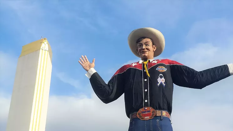 Big Tex was as big a symbol of Texas pride to the black Texas kids who had to sneak into the Texas State Fair by way of a secret tunnel as he was to the white Texas kids who came in through the front gate. - JIM SCHUTZE