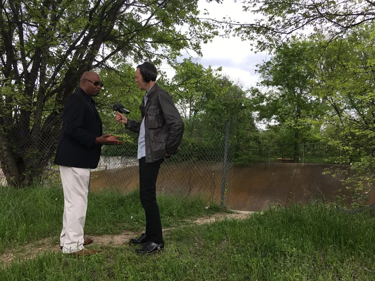 Sam Franklin, left, gives an interview to radio producer Alan Hall about Dallas in the time of school desegregation. - COURTESY A FALLING TREE PRODUCTIONS LTD.