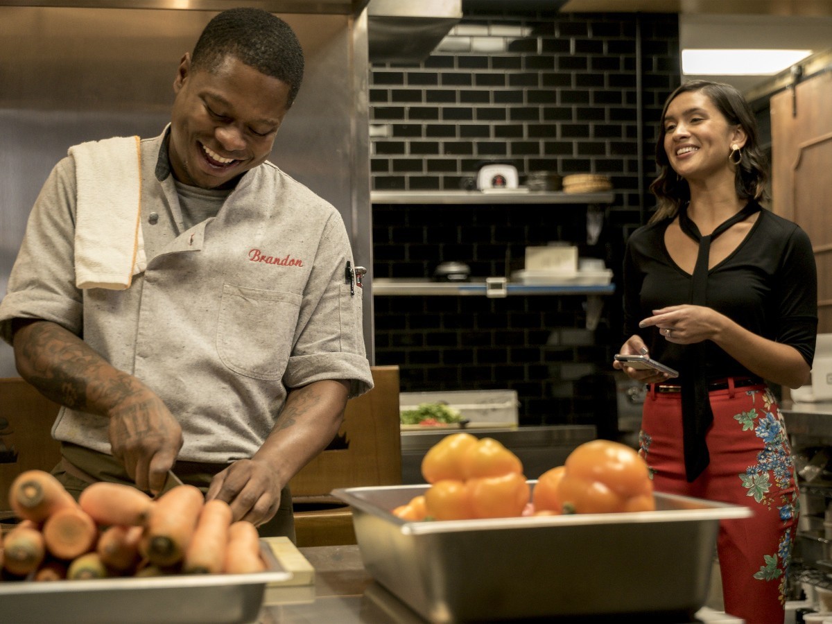 Jason Mitchell (left) and Kristina Emerson are in the cast of The Chi, a drama about life on Chicago’s South Side billed as a coming-of-age tale that tells compelling, specific stories about the area’s residents. - MATT DINERSTEIN/COURTESY OF SHOWTIME