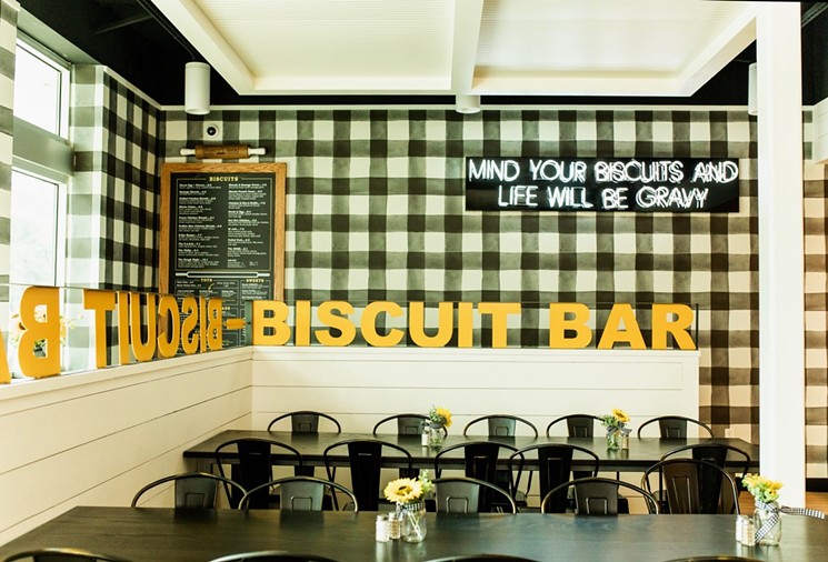 The interior at The Biscuit Bar's new Highland Park location - COURTESY MESHALI MITCHELL