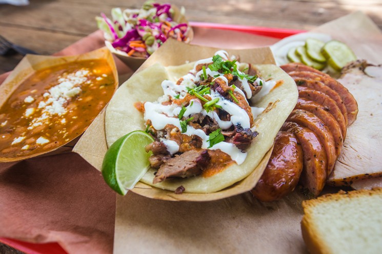 Flores Barbecue has the brisket taco you've been dreaming of, with beans and slaw that make the perfect accompaniment. - CHRIS WOLFGANG