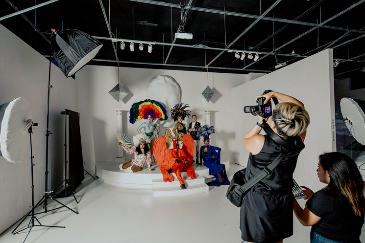 Photographer Kathy Tran lines up the shot. Eriana Riuz assists on the shoot for the cover of Best of Dallas 2019 at Sweet Tooth Hotel with the North Texas Bingo Drag Queens. - ASHLEY GONGORA