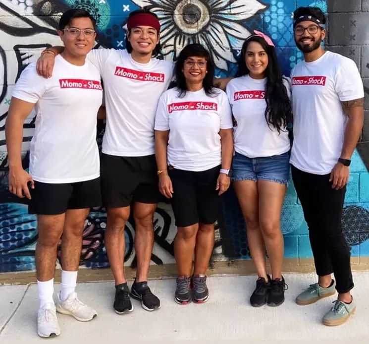 The team, from left: Daniel Flores, Thang Duong, Minu Amatya, Nandini and Leezen Amatya - COURTESY MOMO SHACK