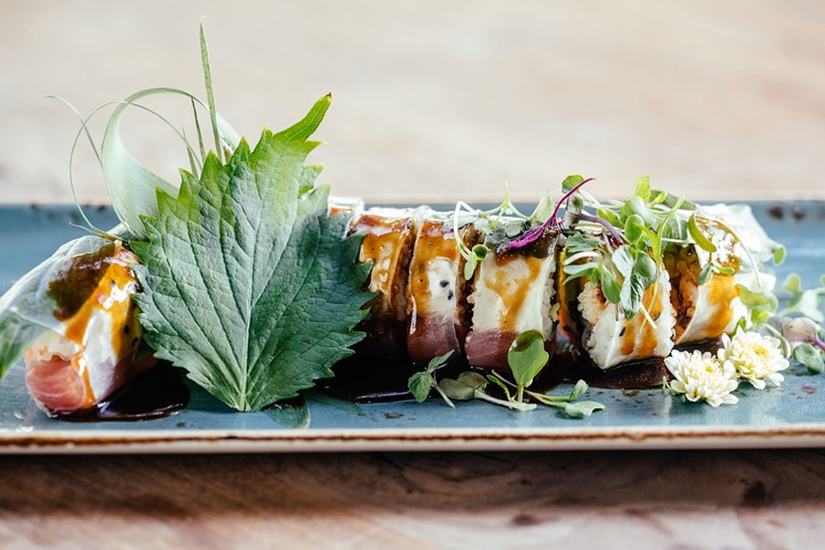 The White Dragon roll at Musume in the Dallas Arts District (photographed before Hirabayashi takes over the restaurant's sushi program) - KATHY TRAN