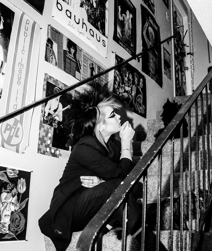 Punk-Goth goddess Leah Lane in her staircase. - VERA "VELMA" HERNANDEZ