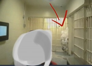 A screenshot from Jessica Luther Rummel's video conference call with Denton County Jail inmates appears to show a large pile of trash. - JESSICA LUTHER RUMMEL