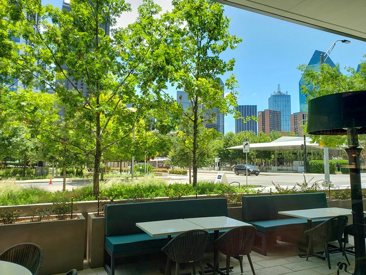 The patio at Perry’s offers views of Klyde Warren Park. - KRISTINA ROWE