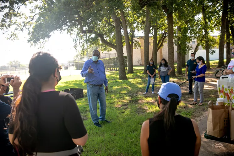 Somos Tejas had state Sen. Royce West speak about voter registration at the Pleasant Oaks Rec Center on Sept. 6. - NATHAN HUNSINGER