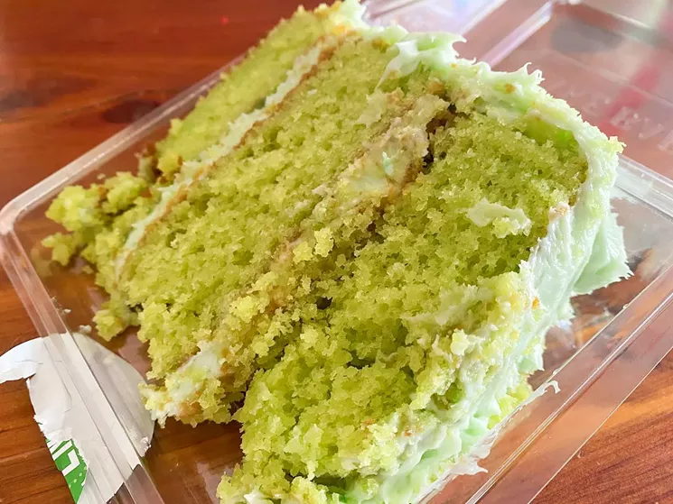 Key lime cake, with a tart lime curd and cream cheese frosting along with a tamper-evident seal for good keeping. - LAUREN DREWES DANIELS