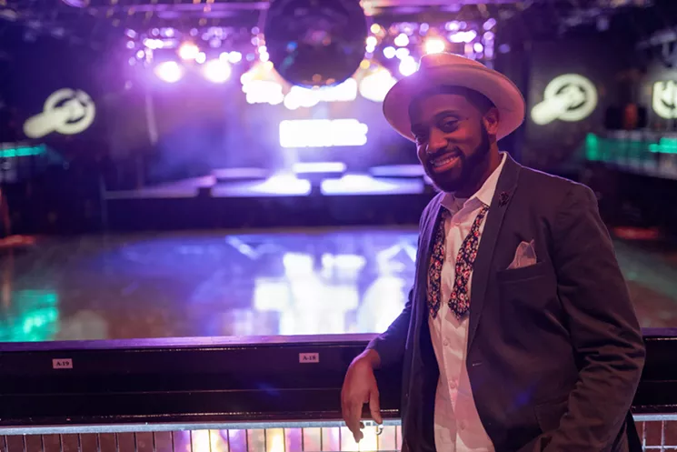 The Bomb Factory's creative director Damany Daniel in front of the venue's stage, which was been empty since March. - CORY CAMERON