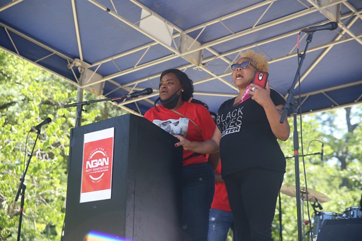 Atatiana Jefferson’s sister Amber Carr and local activist Pamela Grayson announced the formation of The Atatiana Project at Reverchon Park in June. - JACOB VAUGHN