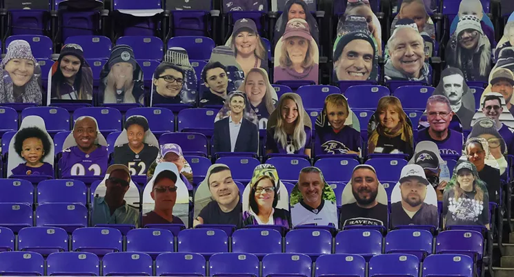 Cardboard cutouts of fans as the Dallas Cowboys play against the Baltimore Ravens on December 8, 2020 - ROB CARR/GETTY IMAGES
