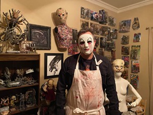 Comedian and artst David Jessup in his macabre workshop where he builds his creepy statues he calls "Children of Dave." - LYNSEY HALE