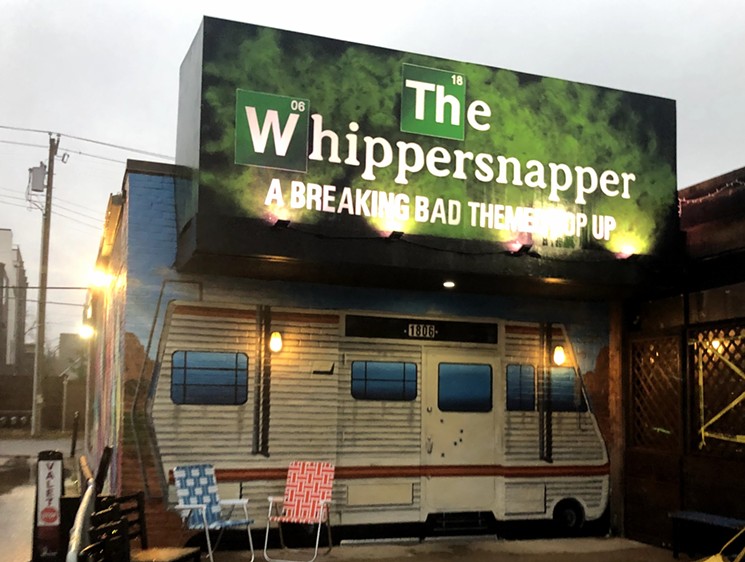 The Whippersnapper's new Breaking Bad themed pop-up bar features a mural recreation of the show's iconic RV complete with five bullet holes in the door and a pair of lawn chairs. - DANNY GALLAGHER