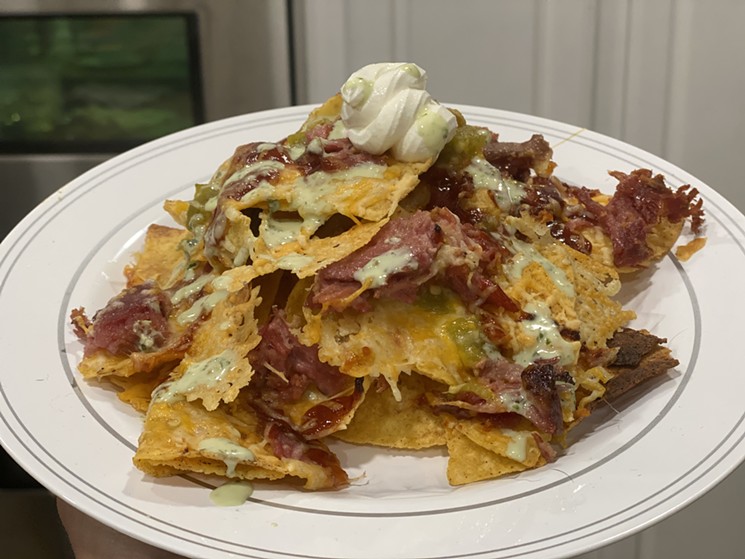 We elevated our nacho game with some Costco pulled pork. - CHRIS WOLFGANG