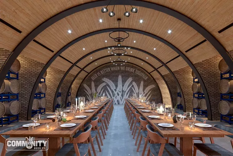 An artist rendering of the barrel room at the new facility, which will provide an elevated craft beer experience. - COMMUNITY BEER CO.