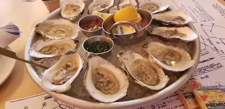 East Coast oysters at Yo Lobster served with a cocktail horseradish sauce and Champagne mignonette. - ERIC MAYNE