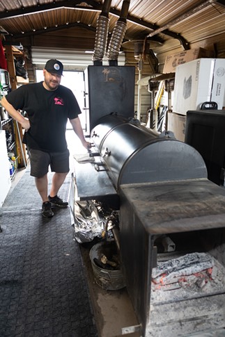 It seems small to us, but David Slaughter turns out incredible barbecue from his smoker in Sulphur Springs. - CHRIS WOLFGANG