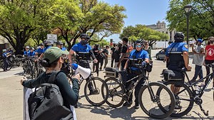 Police turned out for the White Lives Matter rally in Fort Worth. - STEVEN MONACELLI
