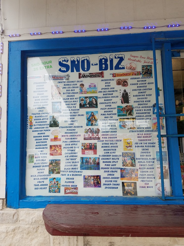 The pop-culture menu at Sno-Biz is enticing. - TERRANCE PORTER