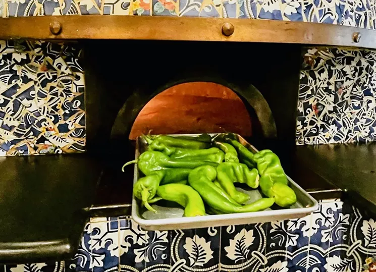 Hatch chiles seared in the brick oven at Partenope before being put into a puree. - PARTENOPE RISTORANTE