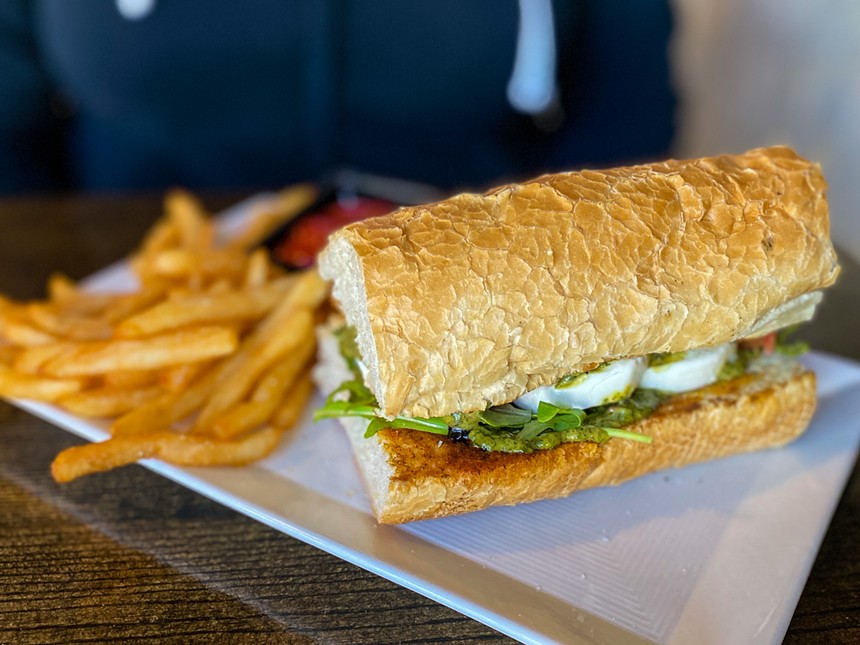 The Caprese sandwich is served on a crunch baguette. - HANK VAUGHN