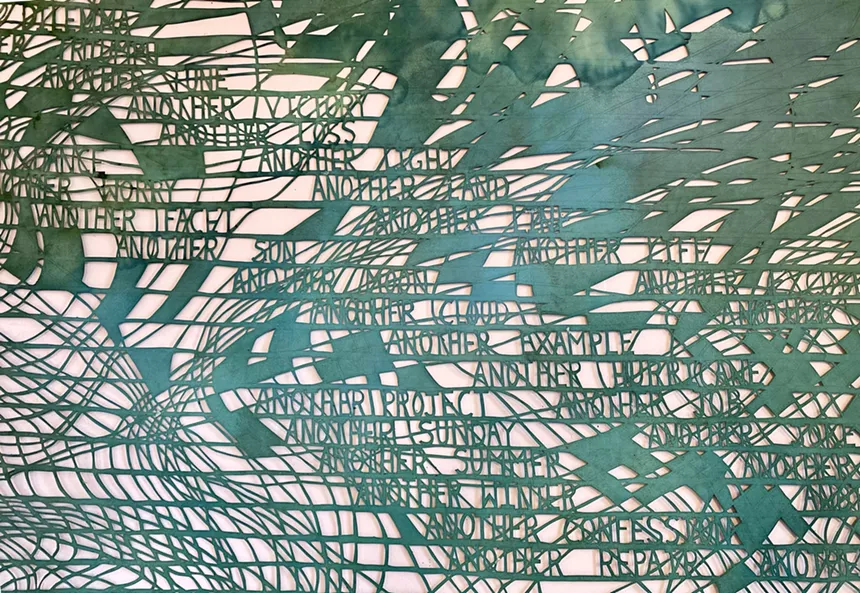 Annabel Daou, "another country," 2022 ink and watercolor on cut microfiber paper, 80h x 120w in (detail). - COURTESY OF THE ARTIST AND CONDUCTED GALLERY