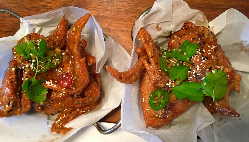 The Thai wings with garlic-chili glaze at Malai Kitchen in the West Village - NICK RALLO