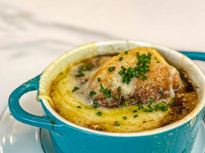 French onion soup at La Parisienne in Frisco
