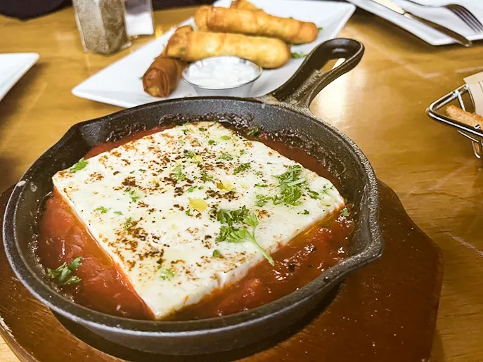 Baked feta dish from the new Greek restaurant Agora in Frisco, TX