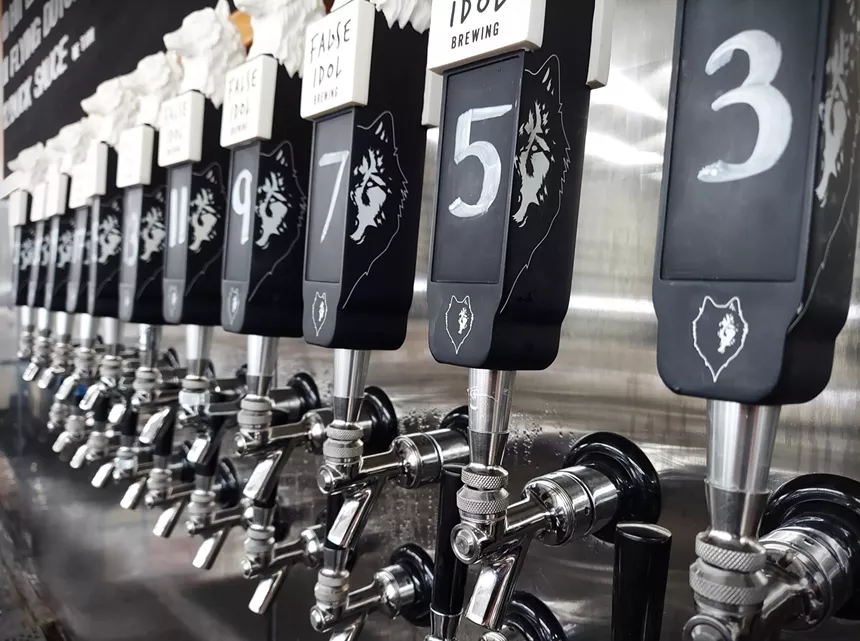 tap wall at False Idol Brewing