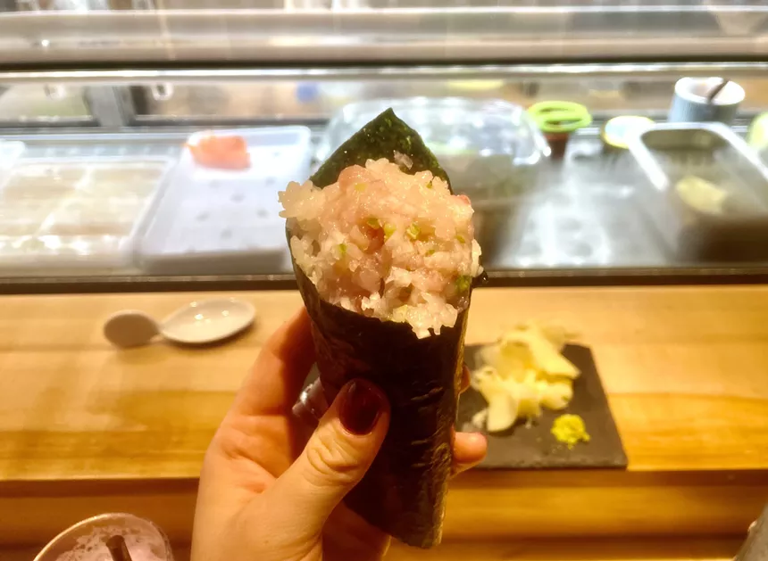 Spicy yellowtail roll at Pearl Sushi