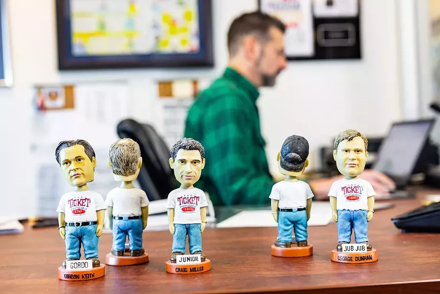 You know you've made it when fans want your bobblehead, likes these of hosts on 1310 The Ticket, seen here with Program Director Jeff Catlin.