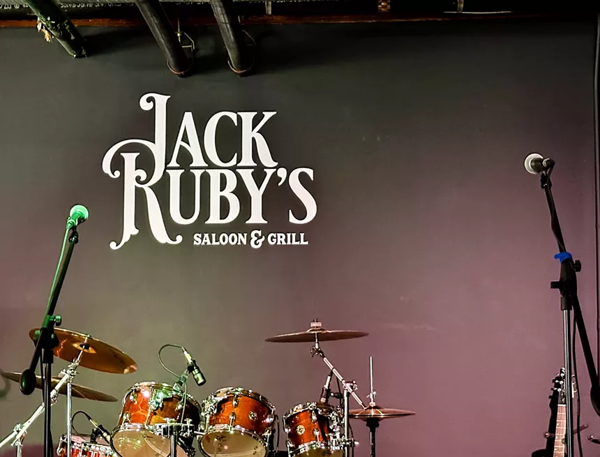 The stage at Jack Ruby's Saloon, used for live music shows.