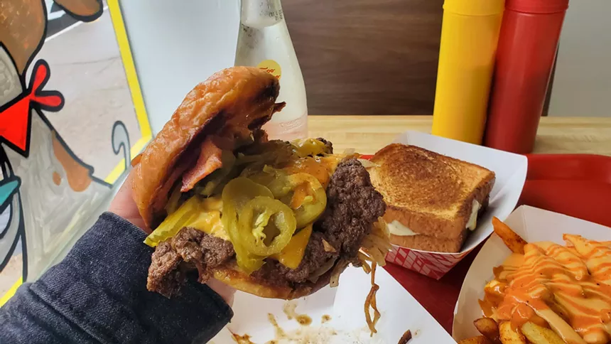 A messy and good burger from Herby's