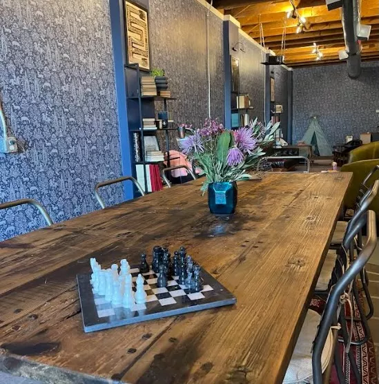 table and tent at B-Side Coffee