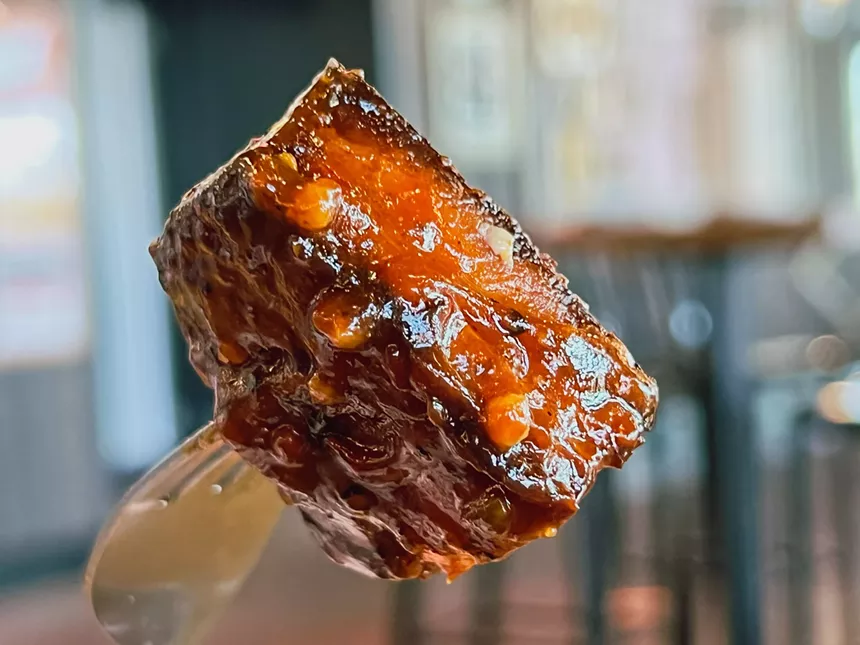 pork belly bites at loop 9 bbq in grand prairie