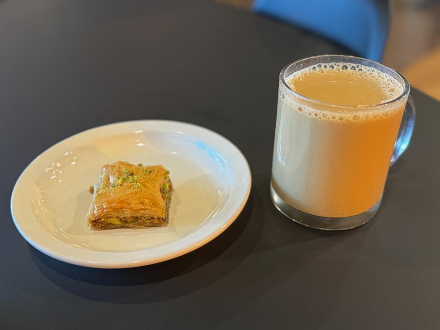 Arabic coffee and baklava at fattoush cafe.