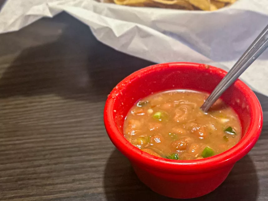 A complimentary bowl of bean soup at casa navarro