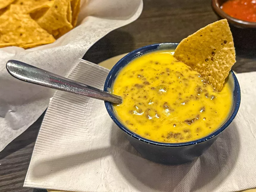 A small queso with ground beef at Casa Navarro