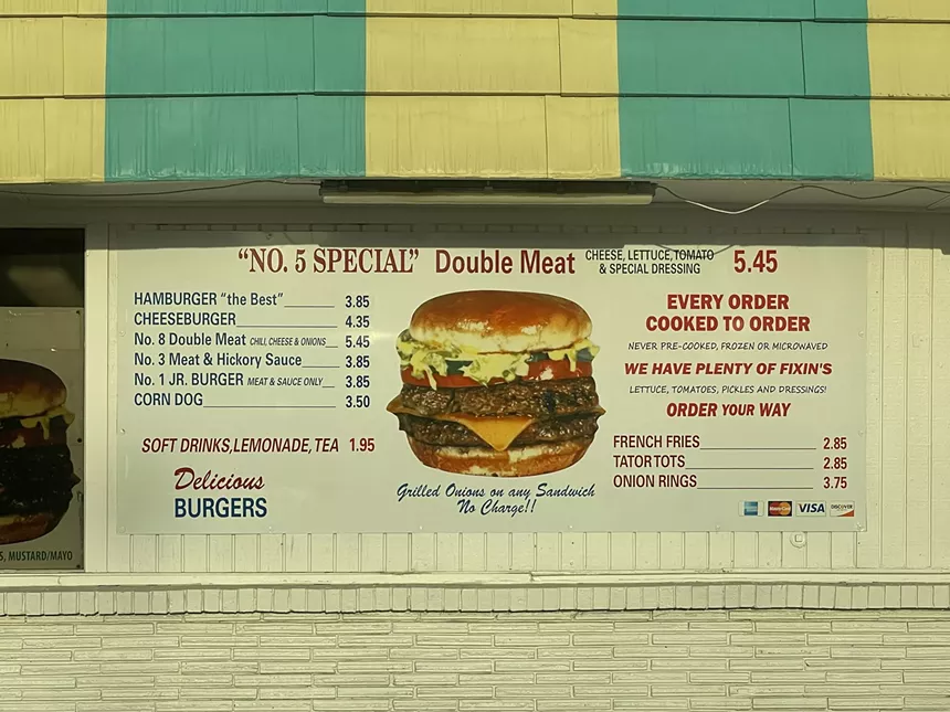 the burger sign at Keller's Drive In.