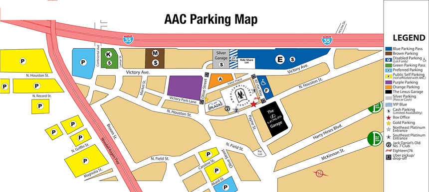 Map of parking sites near AAC for the Madonna concert on Sunday.