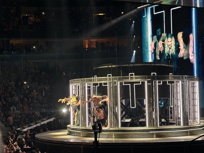 Madonna sings "Like a Prayer" in an elaborate number at Dallas' American Airlines Center.