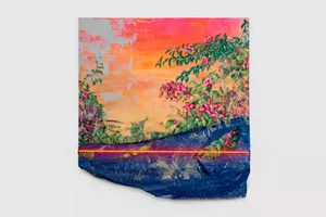 Patrick Martinez's “Fleeting Bougainvillea Landscape 1," one of the paintings featured at this year's Dallas Art Fair.